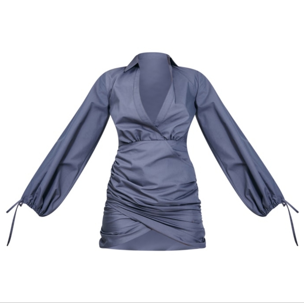 PrettyLittleThing Ruched Mini Dress (Size 0) - Picture 3 of 3